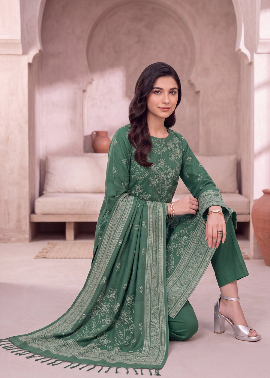 Zeenia Marina Digital Printed Dhanak Marina Unstitched 3Pc Suit JS-01 Clover