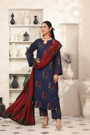 Feathers The Frost Digital Printed Dhanak Unstitched 3Pc Suit Cobalt Cardinal-FT787