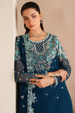 Farasha Luxury Embroidered Chiffon Unstitched 3Pc Suit - Cobalt Haze