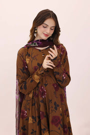 Feathers Premium House of Petals Unstitched Lawn 3Pc Suit Cocoa Canopy-FT757