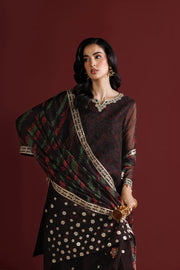Farasha Fiorella Embroidered Chiffon Unstitched 3Pc Suit - Cocoa Pearl