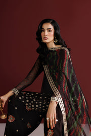 Farasha Fiorella Embroidered Chiffon Unstitched 3Pc Suit - Cocoa Pearl