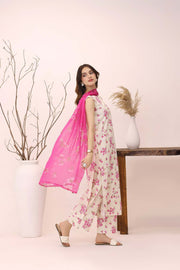 Feathers Premium House of Petals Unstitched Lawn 3Pc Suit Coconut Cradle-FT751