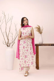 Feathers Premium House of Petals Unstitched Lawn 3Pc Suit Coconut Cradle-FT751