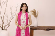 Feathers Premium House of Petals Unstitched Lawn 3Pc Suit Coconut Cradle-FT751