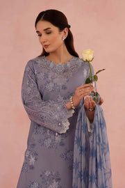Afrozeh Floral Charm Embroidered Lawn Unstitched 3Pc Suit AL-25-V5-09 Columbine