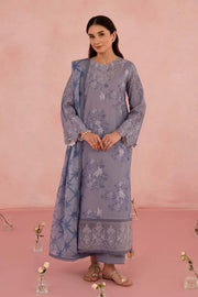 Afrozeh Floral Charm Embroidered Lawn Unstitched 3Pc Suit AL-25-V5-09 Columbine