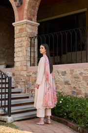 Farasha Sorine Summer Embroidered Lawn Unstitched 3Pc Suit - Coral Blush