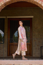 Farasha Sorine Summer Embroidered Lawn Unstitched 3Pc Suit - Coral Blush