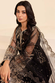 Farasha Luxury Formal Embroidered Net Unstitched 3Pc Suit - Coral Charm
