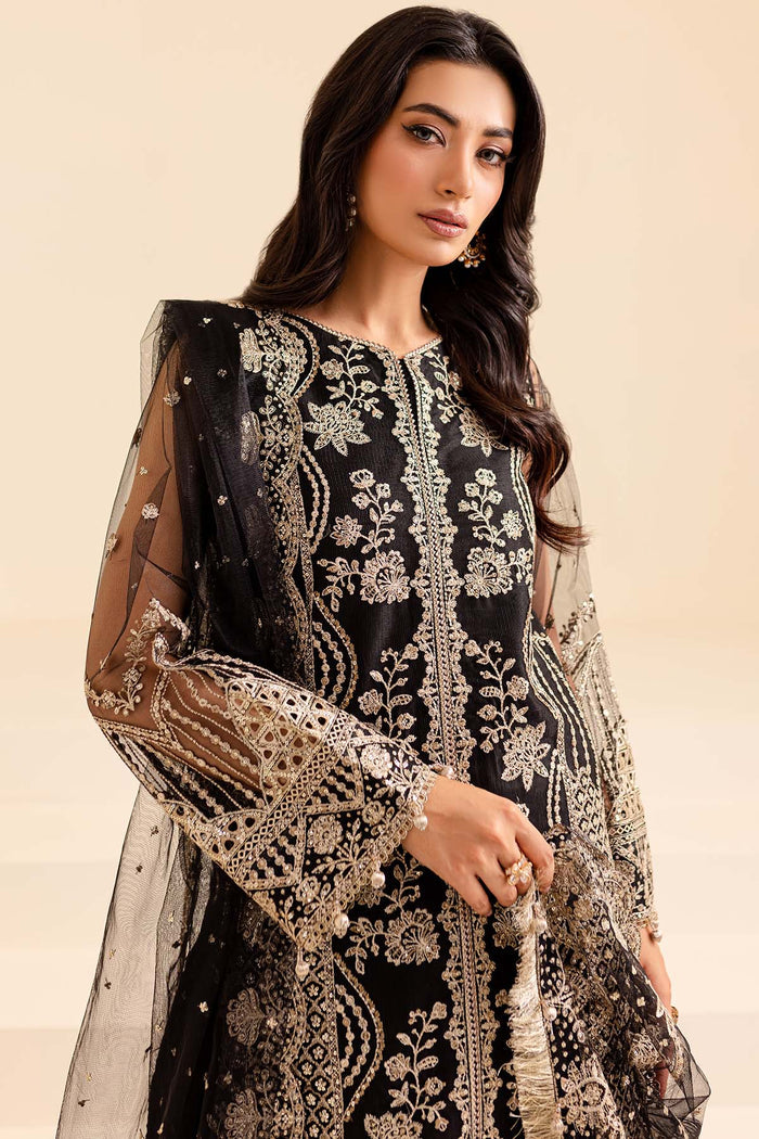 Farasha Luxury Formal Embroidered Net Unstitched 3Pc Suit - Coral Charm