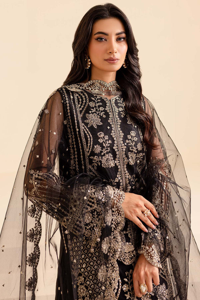 Farasha Luxury Formal Embroidered Net Unstitched 3Pc Suit - Coral Charm