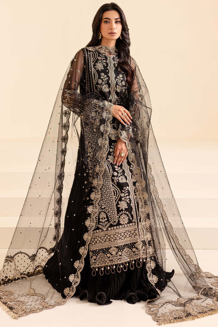 Farasha Luxury Formal Embroidered Net Unstitched 3Pc Suit - Coral Charm