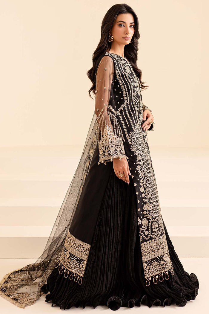 Farasha Luxury Formal Embroidered Net Unstitched 3Pc Suit - Coral Charm
