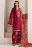 Farasha Summer Weaves Embroidered Lawn Unstitched 3Pc Suit - Coral Flare