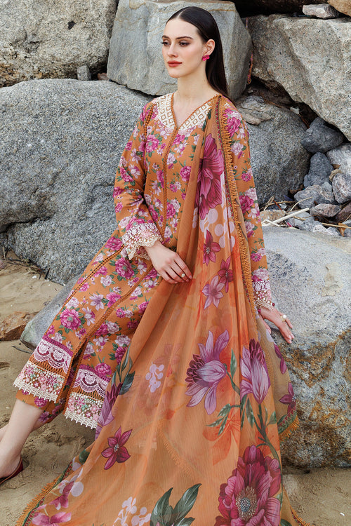 Farasha Summer Essentials Embroidered Lawn Unstitched 3Pc Suit - Coral Haze