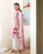 Roheenaz Eclat Gerden Printed Lawn Unstitched 3Pc Suit - CORAL HIBISCUS