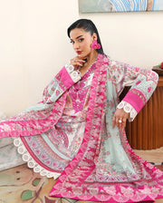 Roheenaz Eclat Gerden Printed Lawn Unstitched 3Pc Suit - CORAL HIBISCUS