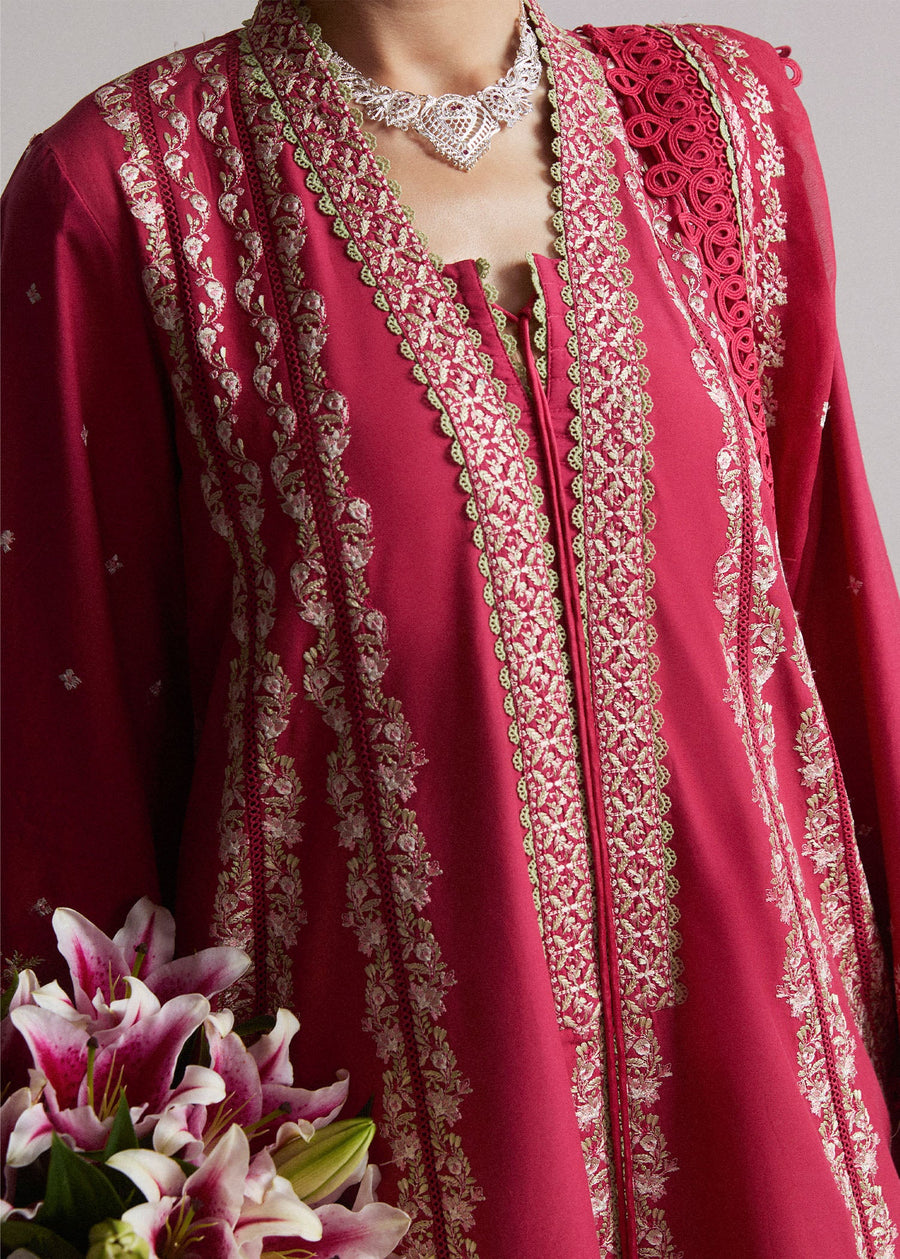 Hussain Rehar Embroidered Luxury Lawn Unstitched 3Pc Suit D-06 CORALE