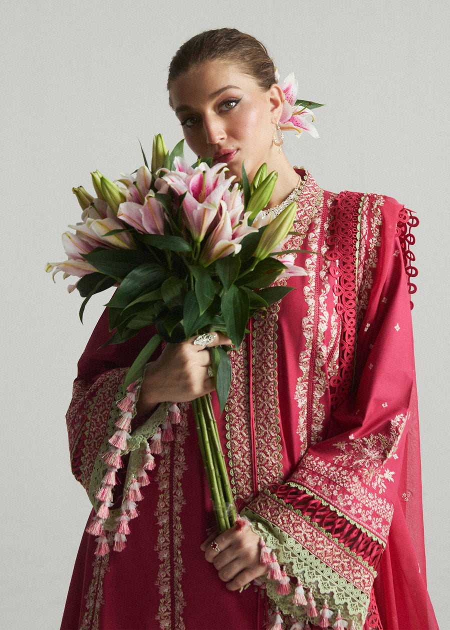 Hussain Rehar Embroidered Luxury Lawn Unstitched 3Pc Suit D-06 CORALE