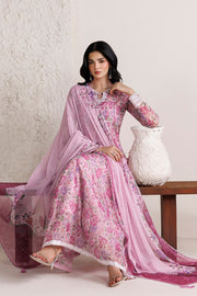 Farasha Fiorella Embroidered Chiffon Unstitched 3Pc Suit - Cottage Rose