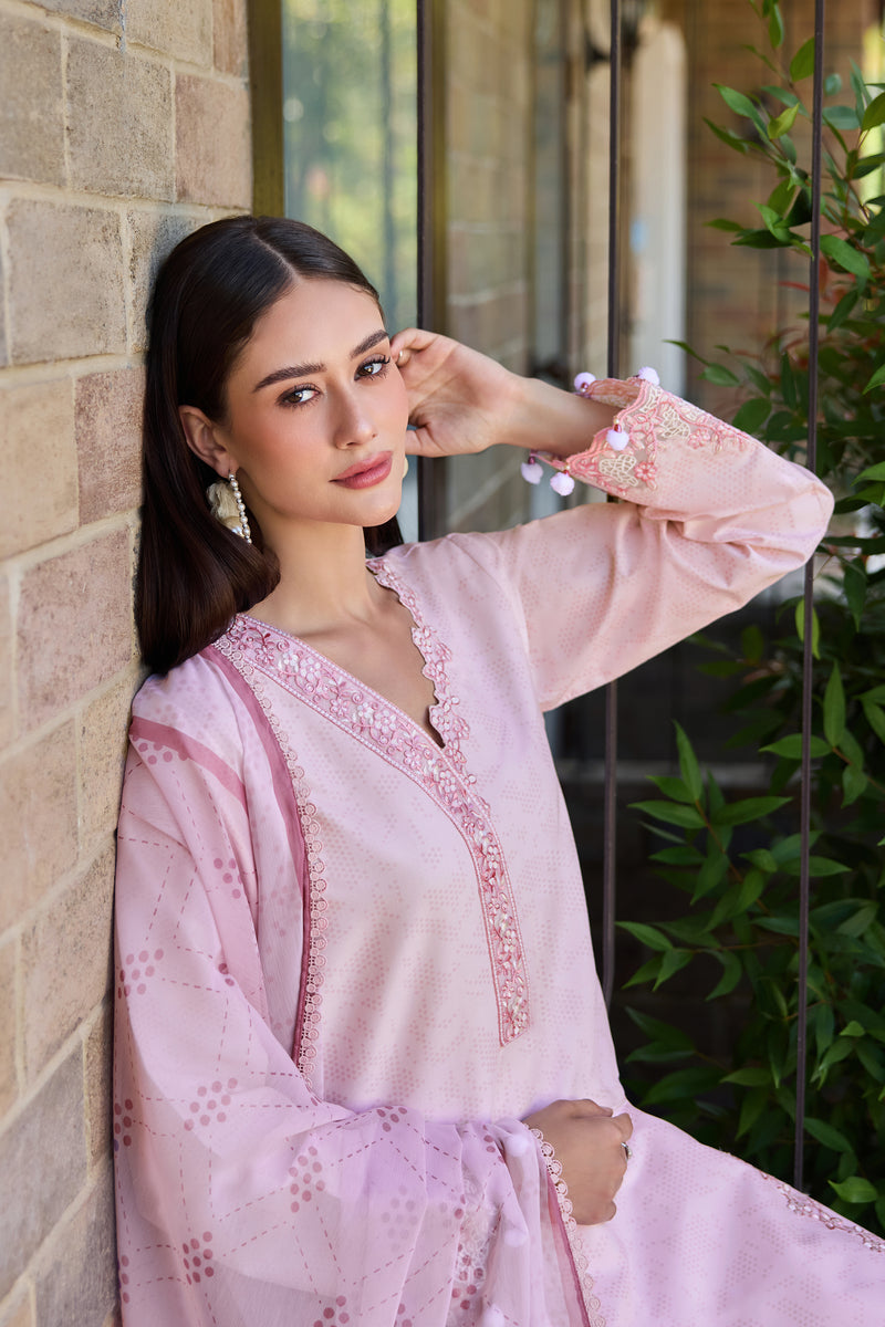 Farasha Sorine Summer Embroidered Lawn Unstitched 3Pc Suit - Cotton Blush