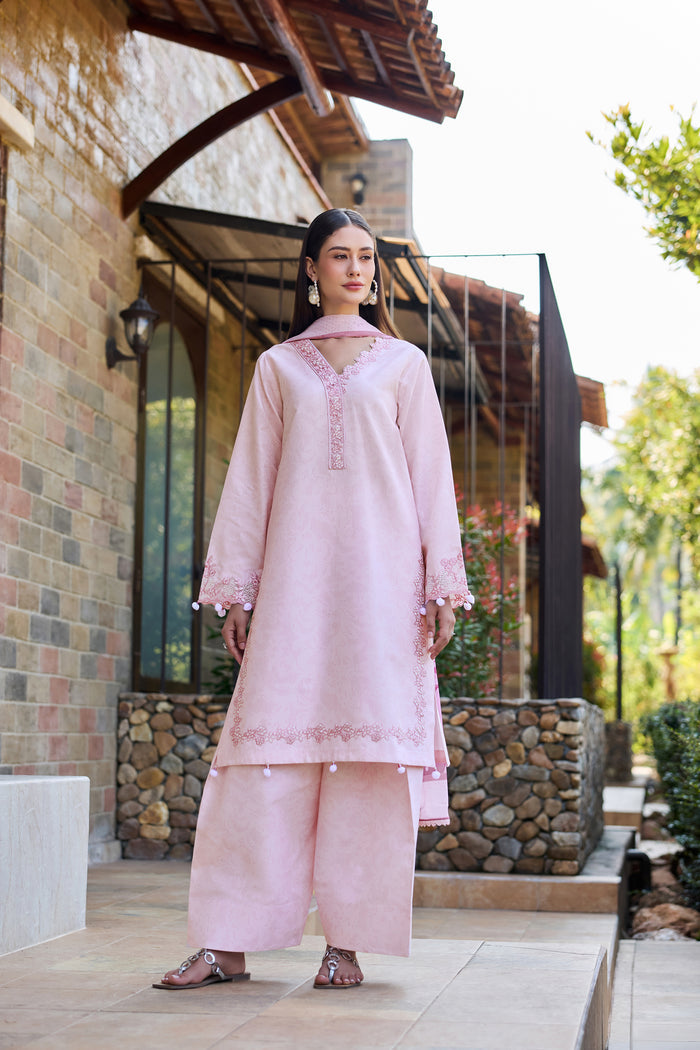 Farasha Sorine Summer Embroidered Lawn Unstitched 3Pc Suit - Cotton Blush