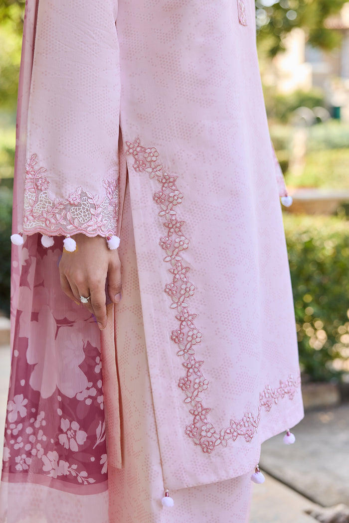Farasha Sorine Summer Embroidered Lawn Unstitched 3Pc Suit - Cotton Blush