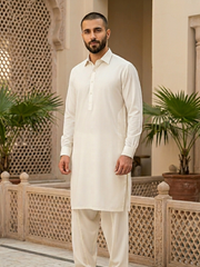 Crown Boski by Duke Men's Unstitched Blended Suit - CREAM