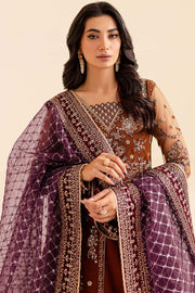 Farasha Luxury Formal Embroidered Net Unstitched 3Pc Suit - Crimson Allure