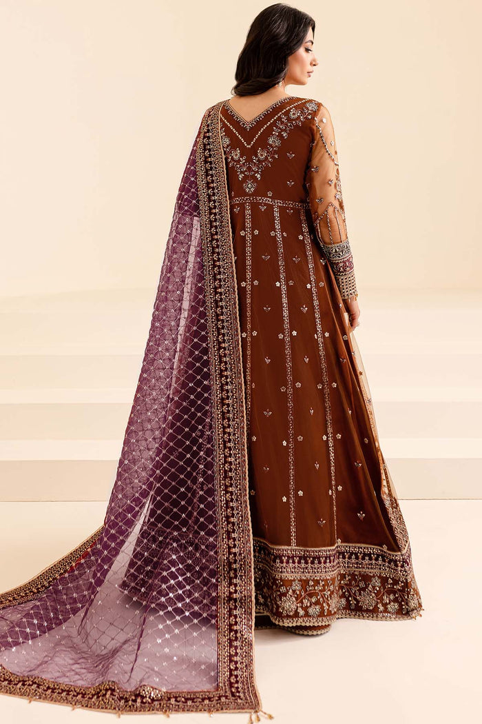 Farasha Luxury Formal Embroidered Net Unstitched 3Pc Suit - Crimson Allure
