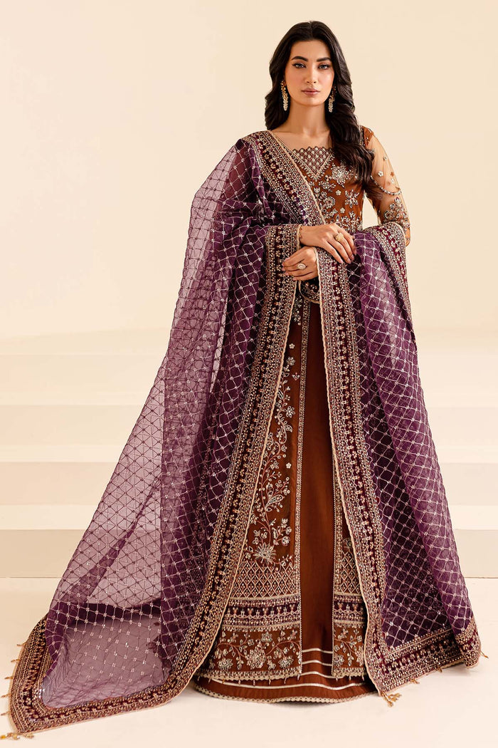 Farasha Luxury Formal Embroidered Net Unstitched 3Pc Suit - Crimson Allure