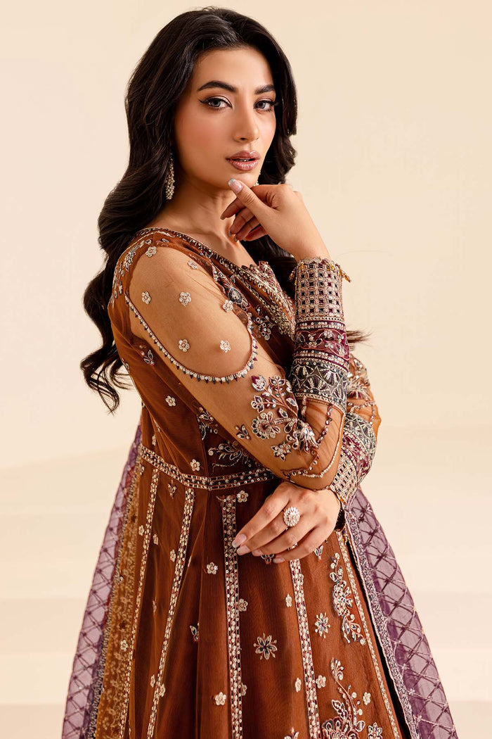 Farasha Luxury Formal Embroidered Net Unstitched 3Pc Suit - Crimson Allure