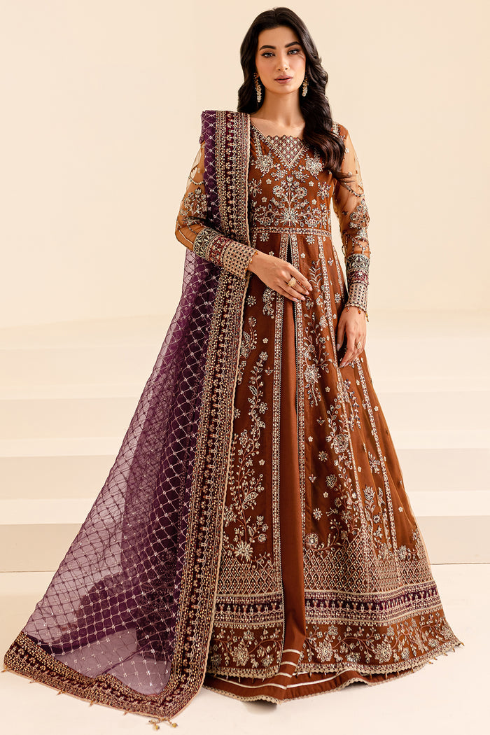 Farasha Luxury Formal Embroidered Net Unstitched 3Pc Suit - Crimson Allure