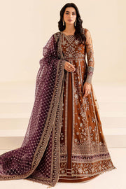 Farasha Luxury Formal Embroidered Net Unstitched 3Pc Suit - Crimson Allure