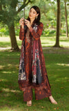 Asifa & Nabeel Meraki Embroidered Viscose Unstitched 3Pc Suit - Crimson Chill