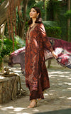 Asifa & Nabeel Meraki Embroidered Viscose Unstitched 3Pc Suit - Crimson Chill