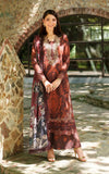 Asifa & Nabeel Meraki Embroidered Viscose Unstitched 3Pc Suit - Crimson Chill