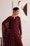 Farasha Luxury Formal Embroidered Chiffon Unstitched 3Pc Suit - Crimson Grace