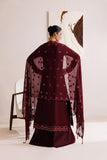 Farasha Luxury Formal Embroidered Chiffon Unstitched 3Pc Suit - Crimson Grace