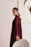 Farasha Luxury Formal Embroidered Chiffon Unstitched 3Pc Suit - Crimson Grace