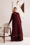 Farasha Luxury Formal Embroidered Chiffon Unstitched 3Pc Suit - Crimson Grace