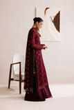 Farasha Luxury Formal Embroidered Chiffon Unstitched 3Pc Suit - Crimson Grace
