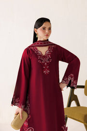 Farasha Veira Embroidered Raw Silk Unstitched 3Pc Suit D-01 Crimson Spell