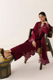 Farasha Veira Embroidered Raw Silk Unstitched 3Pc Suit D-01 Crimson Spell