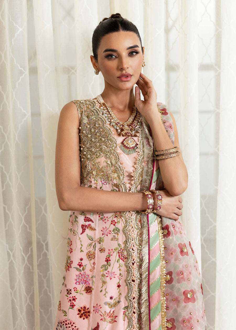 Crimson X Saira Shakira Embroidered Tulle Unstitched 3Pc Suit - Crystal Chinoiserie