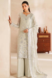 Farasha Luxury Embroidered Chiffon Unstitched 3Pc Suit - Crystal Dew
