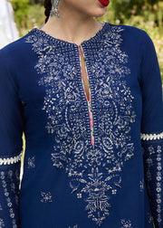 Hussain Rehar Embroidered Luxury Lawn Unstitched 3Pc Suit D-08 CYAN