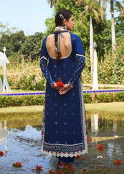 Hussain Rehar Embroidered Luxury Lawn Unstitched 3Pc Suit D-08 CYAN
