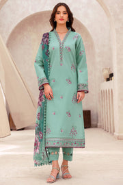 Farasha Summer Essentials Embroidered Lawn Unstitched 3Pc Suit - Cyan Whisper